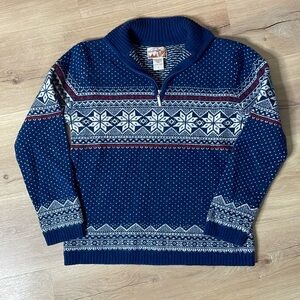 Merkley Lambswool Sweater.‎ Size Small. Excellent Used Condition! Blue, Red